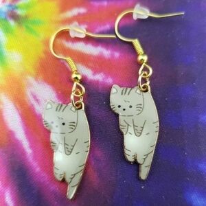 HANDMADE gray tabby cat earrings